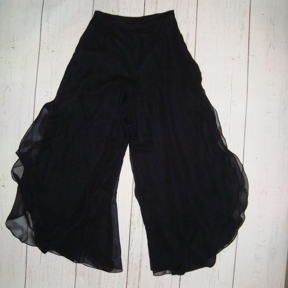 St. John Black Wide Leg Silk Palazzo Pants 2